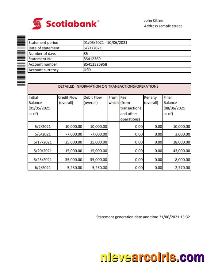 Hong Kong Scotiabank bank statement easy to fill in Excel and PDF format